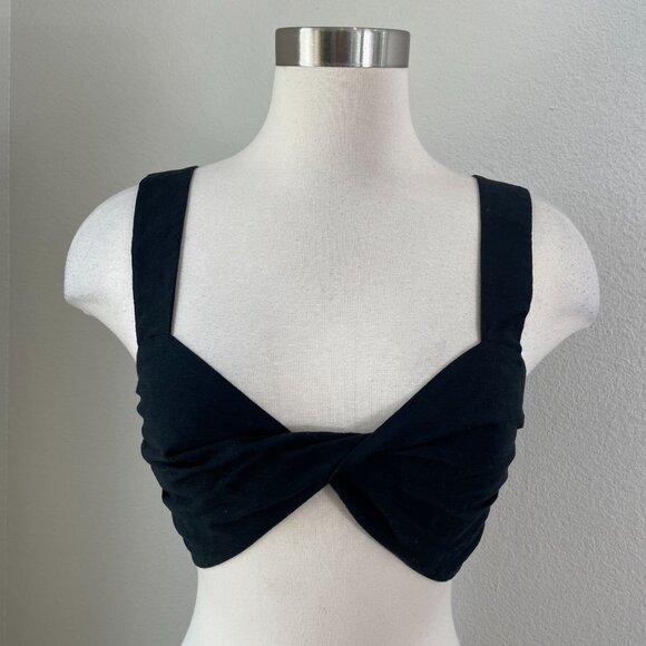 NEW L'agence Womens 2 Black Cropped Twist Front Tank Top - Picture 1 of 9